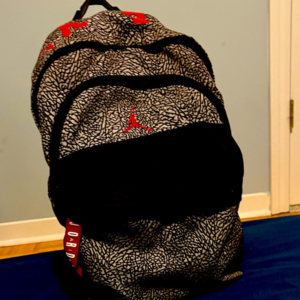 Jordan Black and Gray Patterned Men's Backpack